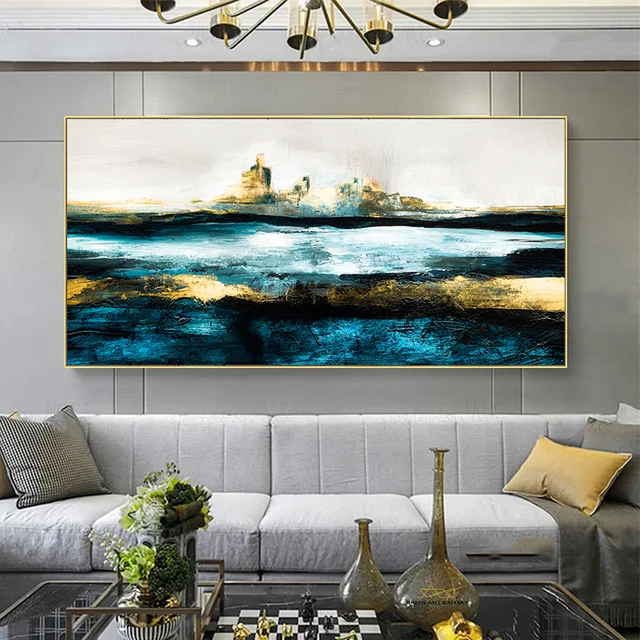 Hot Selling Wholesale Abstract Gold Foil Wall Pictures artwork frame hand painted art oil painting canvas