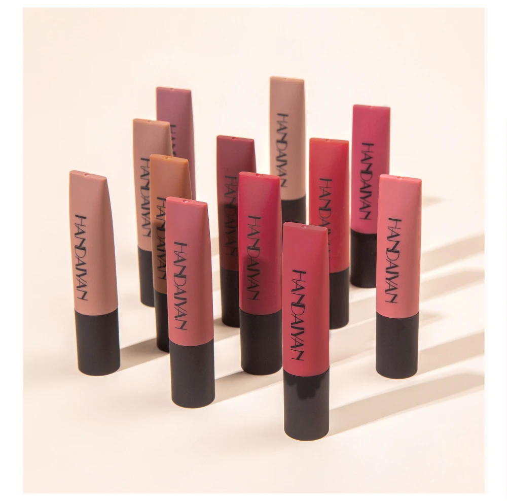 Handaiyan Matte Liquid Makeup Red Velvet Air Lip Glaze Waterproof Easy Wear Lipgloss Lasting Lip Tint Nude Matte Lip Gloss