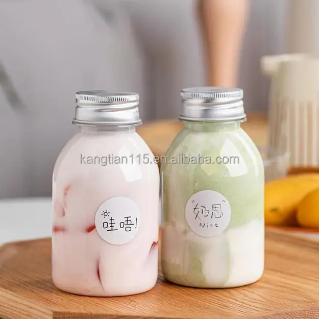 Empty Clear Reusable Plastic Bottles with Lids for Beverage