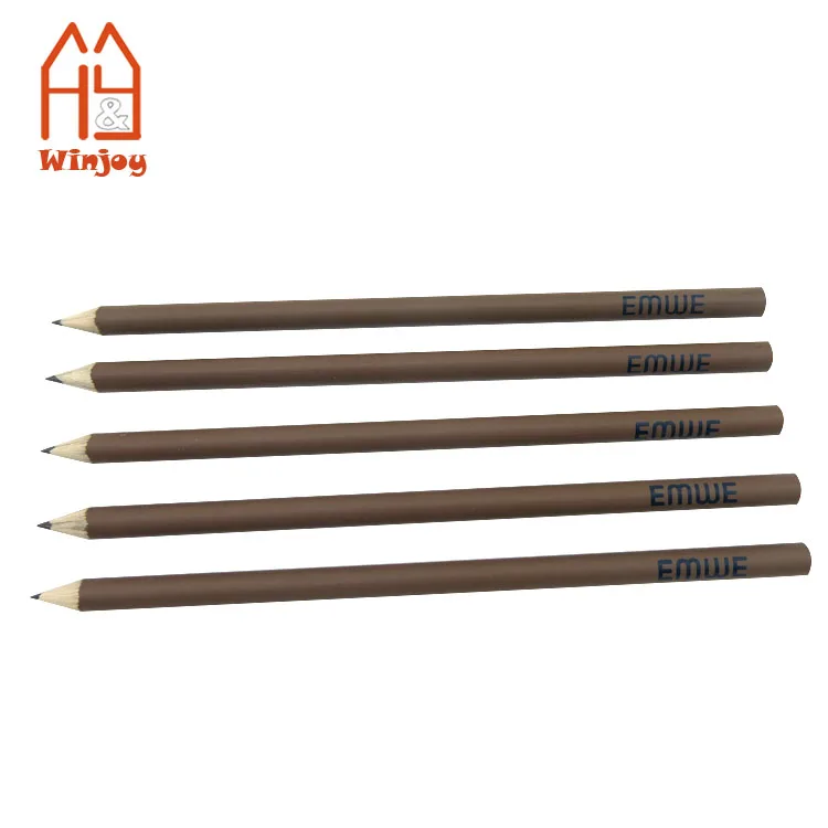 Standard hb pencil ,7 inch round shape brown matte pencils with custom logo printing .
