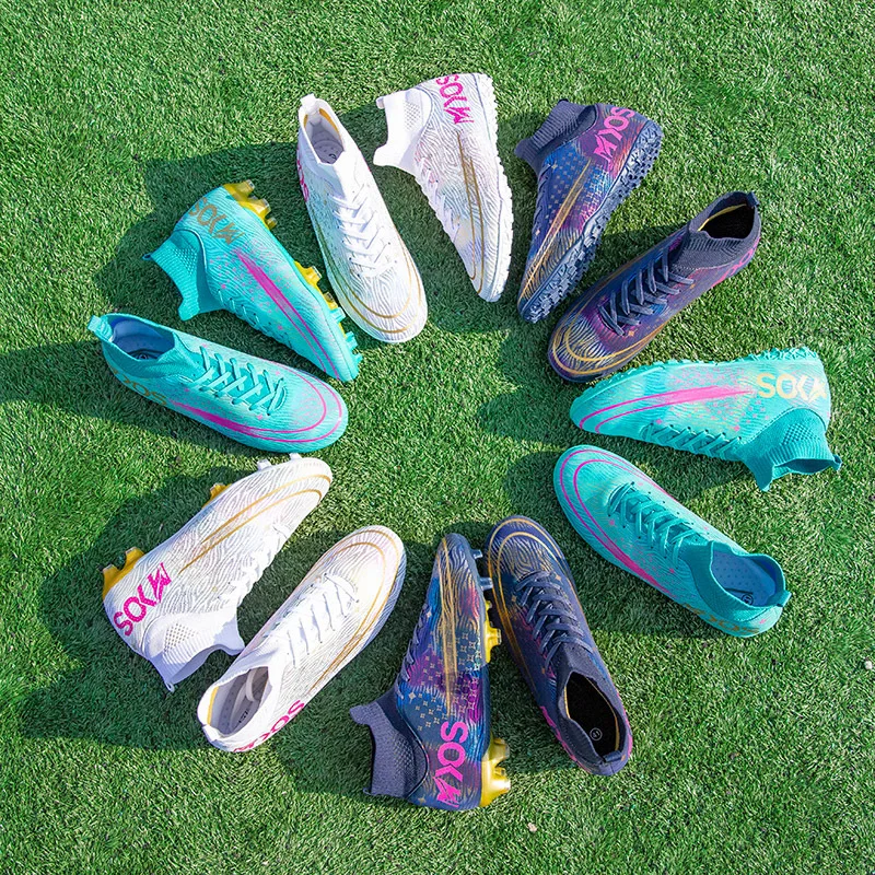Hot Selling Soccer shoes broken nails children and boys students non-slip low-top training shoes high-top broken nails shoes