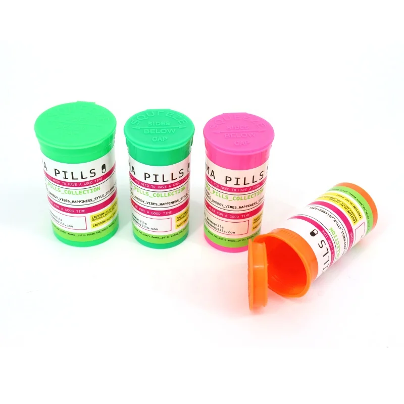 19dram Colorful Pop Top Vials Hinged Medical Plastic 90dram 120dram Squeeze  Pill Bottle vials