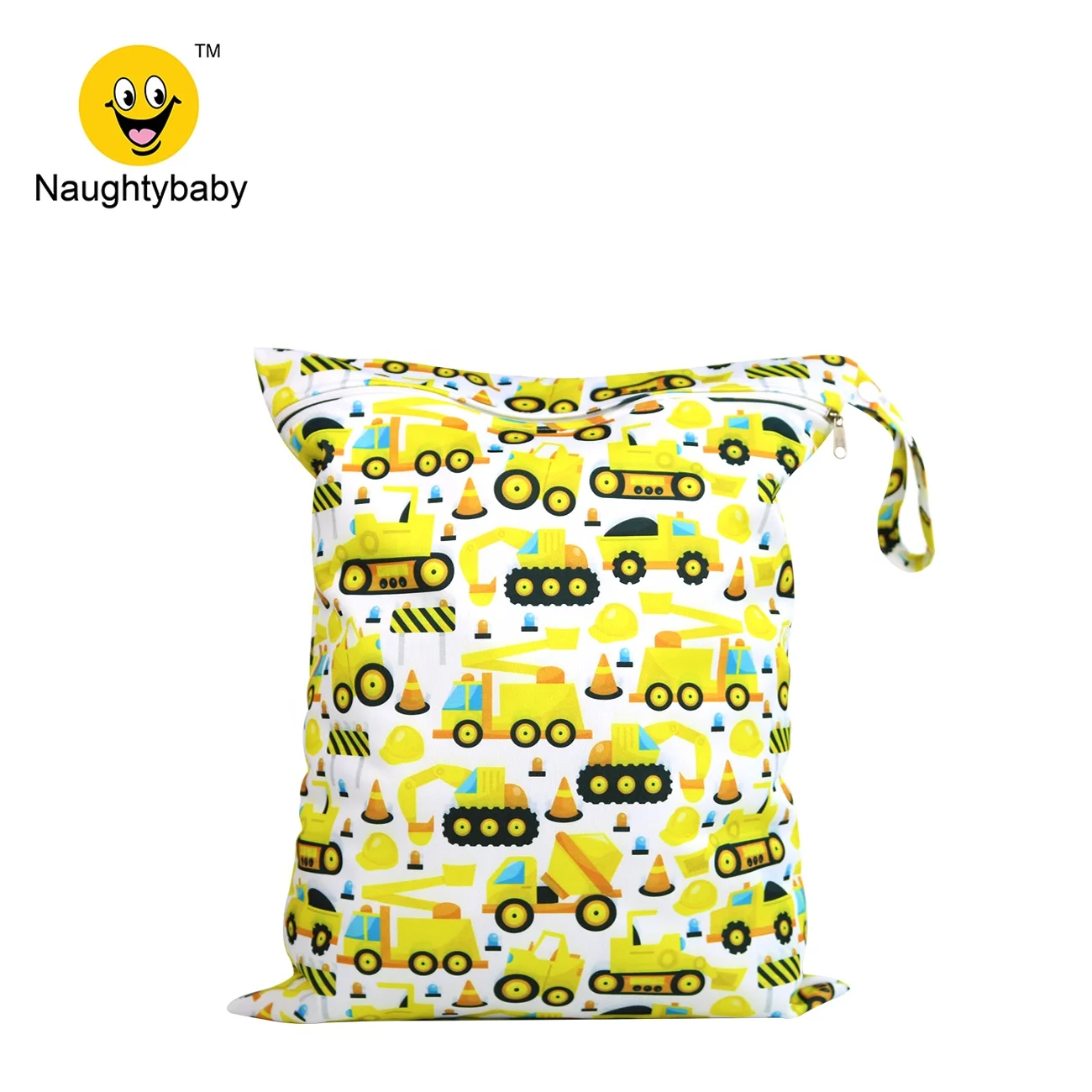 Travel Cloth Diaper Wet Bag Two Pockets Nappy Pail Liner Waterproof Bag Print Naughty Baby Zipper Bag Double Zipper