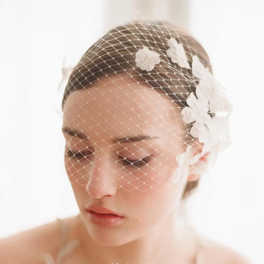 2021 Cheap White Wedding Bridal Birdcage Women Face Veil Fascinator With Hair Comb