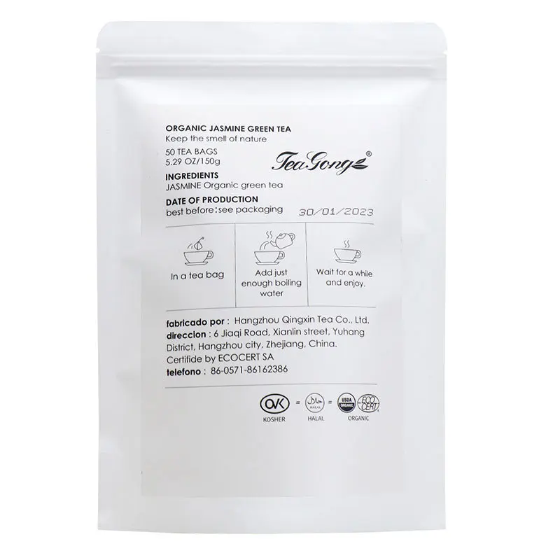Оптовая продажа, чайная фабрика, свежий Usda органический жасмин, зеленый чай, Цветочный чайный пакетик