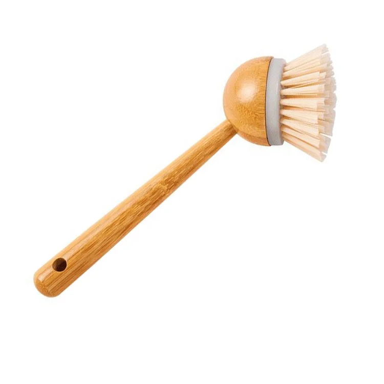 Kitchen Dish Cleaning Brush Bamboo Wooden Dishes Bowl Pan Pot Sisal Brushes with long handle