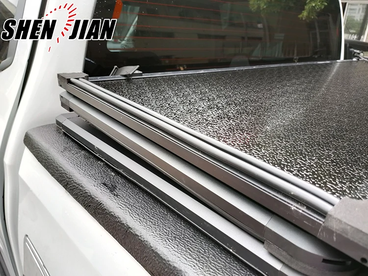 Aluminum Alloy Hard Four Fold Tri-fold Tonneau Cover High Quality Strong Bearing Capacity for Triton Dmax Revo Bt50 Navara