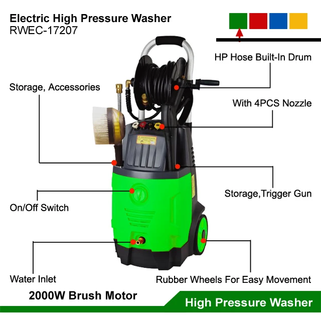 2000W Home Electric High Pressure Cleaner Cold Water Jet Car Washing Easy Movable Portable Pressure Cleaner Pump Machine