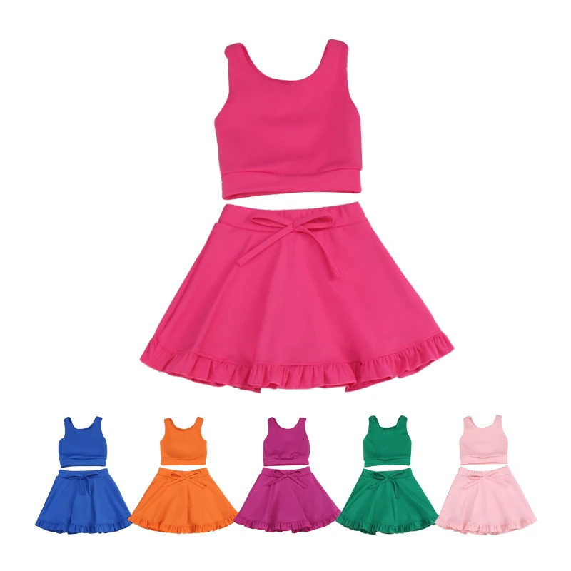 2024 Hot Custom Kids Fitness Wear Fashion Yoga Workout Clothes Nylon kids Girls Sports Leggings Slim Fit Yoga Sets