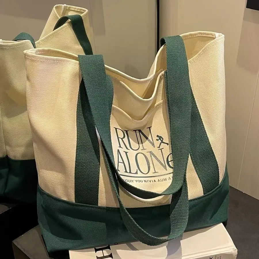 New Style Fashion Eco Friendly Shopping Women Grocery Canvas Tote Bag with Pocket Cotton Tote with Bags Custom Printed Logo