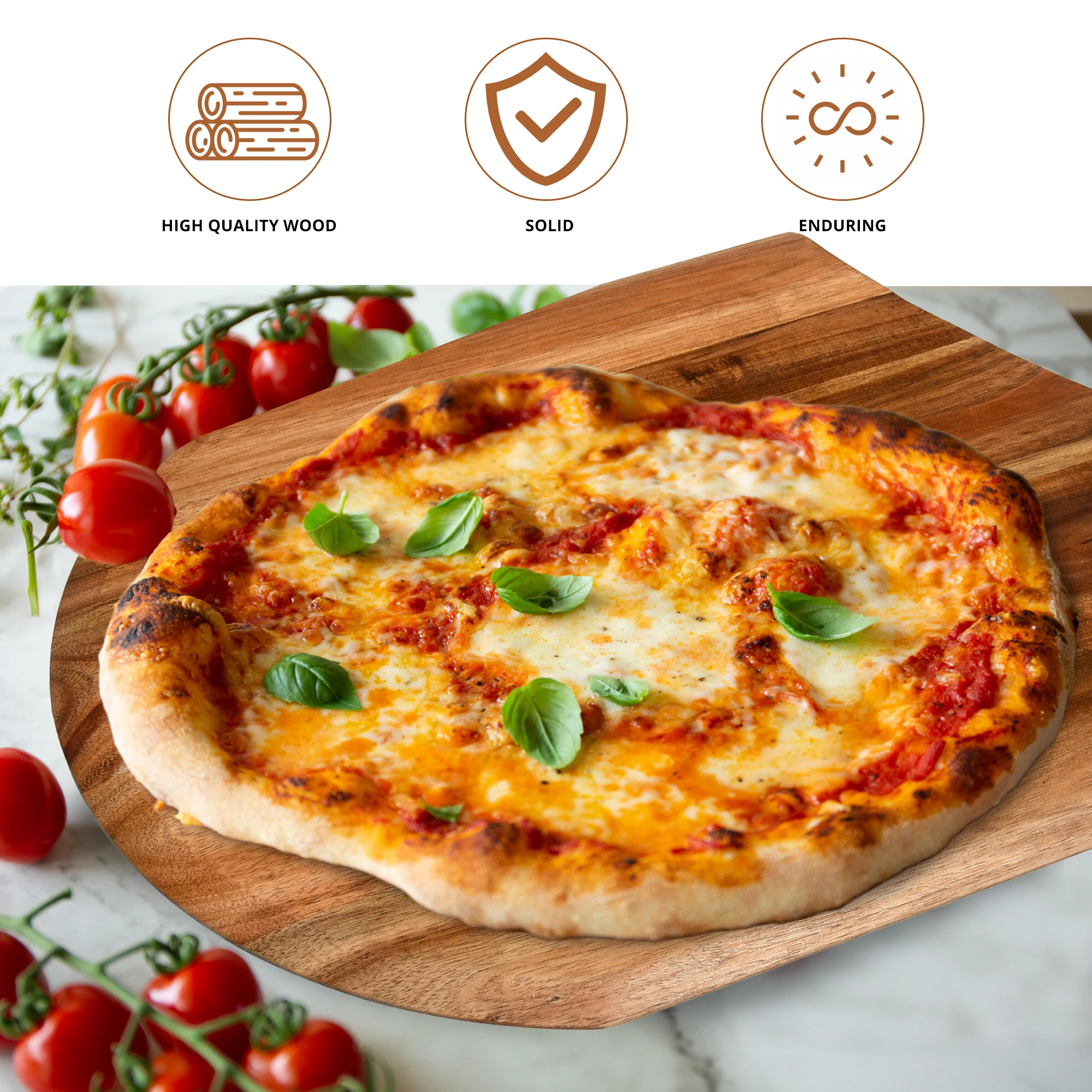 Pizza Peel Premium Wood  Spatula Paddle Cutting Board Handle Baking Bread Fruit Vegetables Cheese