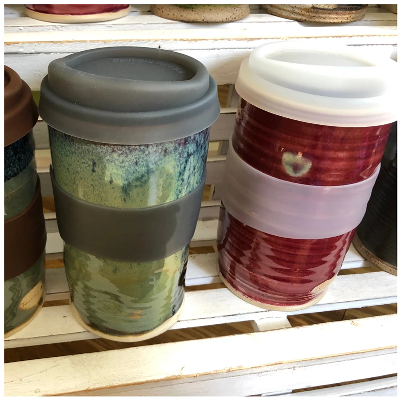 Transparent color food grade ceramic mug silicone coffee mug lid . silicone cap