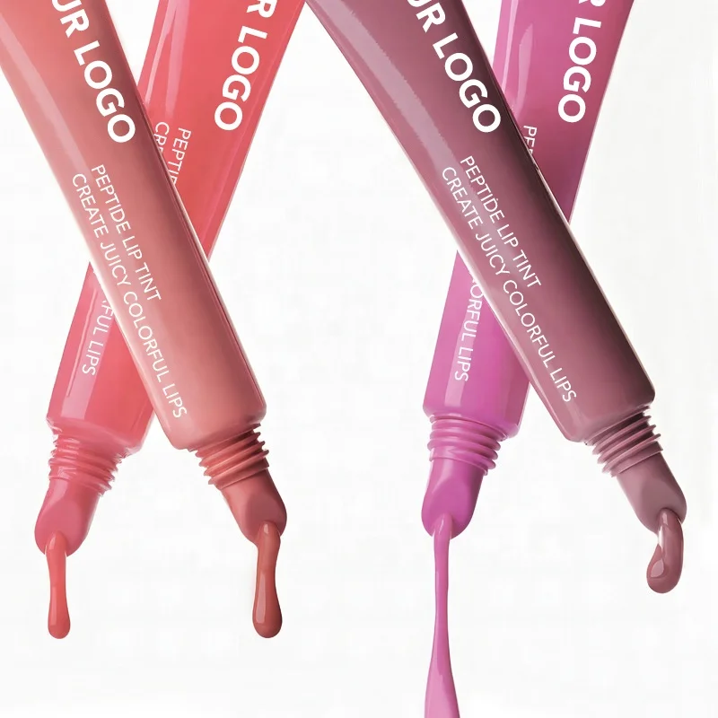 Custom Logo Tinted Lips Balm Peptide Lip Treatment Vegan Plumper Lipgloss Private Label Lip Balm