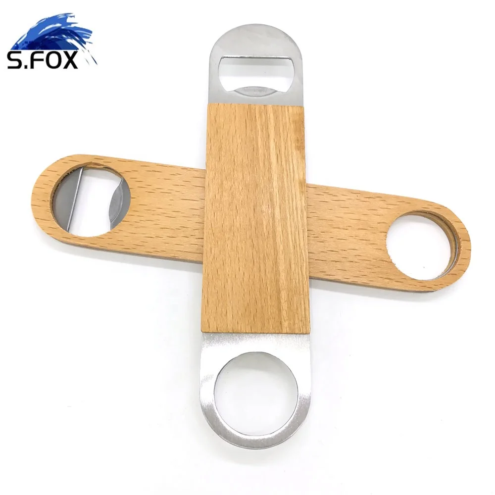 Galvanized Metal Opener with Wooden Handle Beer Bottle Opener and Hang Up Hole