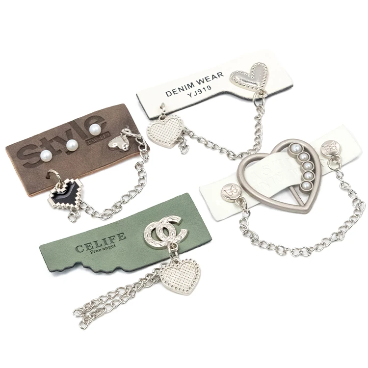 Custom logo clothes leather tag logo bag handbags metal 3d embossed handbag leather labels for handbags with chain