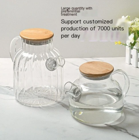 Cold Water Pot Glass Household Water Cup Juice Thickened Iron Pot Transparent Flower Tea Pot New Chinese Style