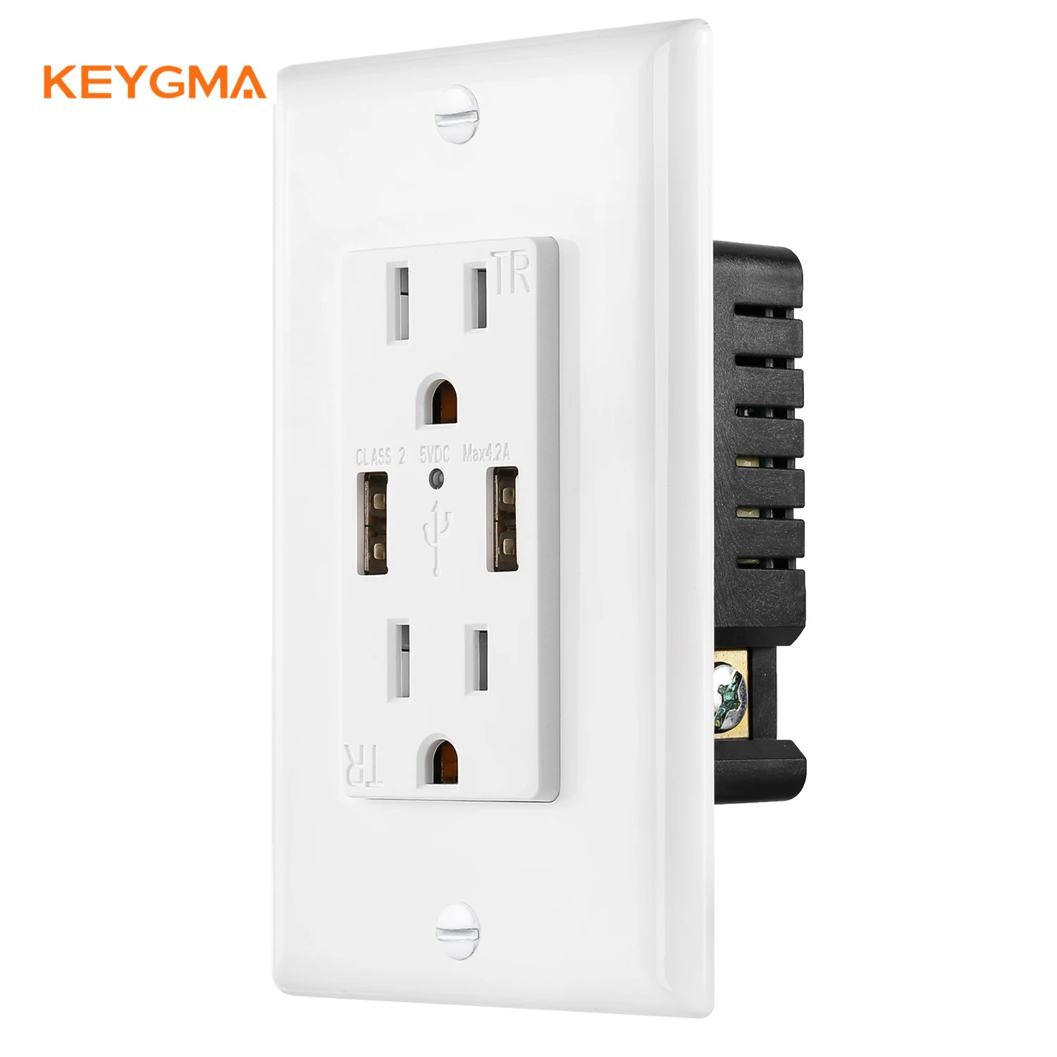 Hot Sale Passed ETL Shenzhen Factory Smart USB Socket Wall Outlet AC 125V 15A With USB 4.2A Port Fast Charge Plug Receptacle