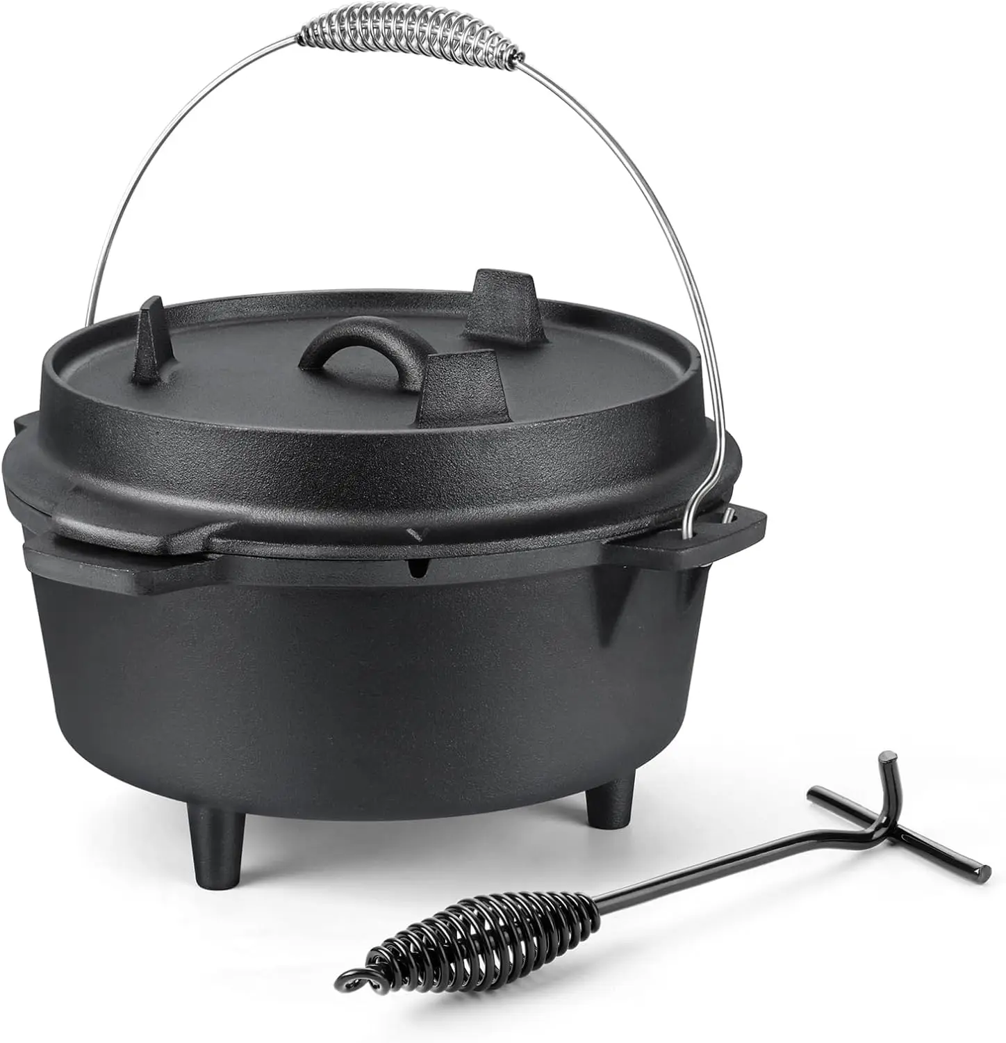 Outdoor Camping Dutch Oven Cast iron Cookware Pre Seasoned Campfire Gusseisen Cooking Pot BBQ Dutch Oven