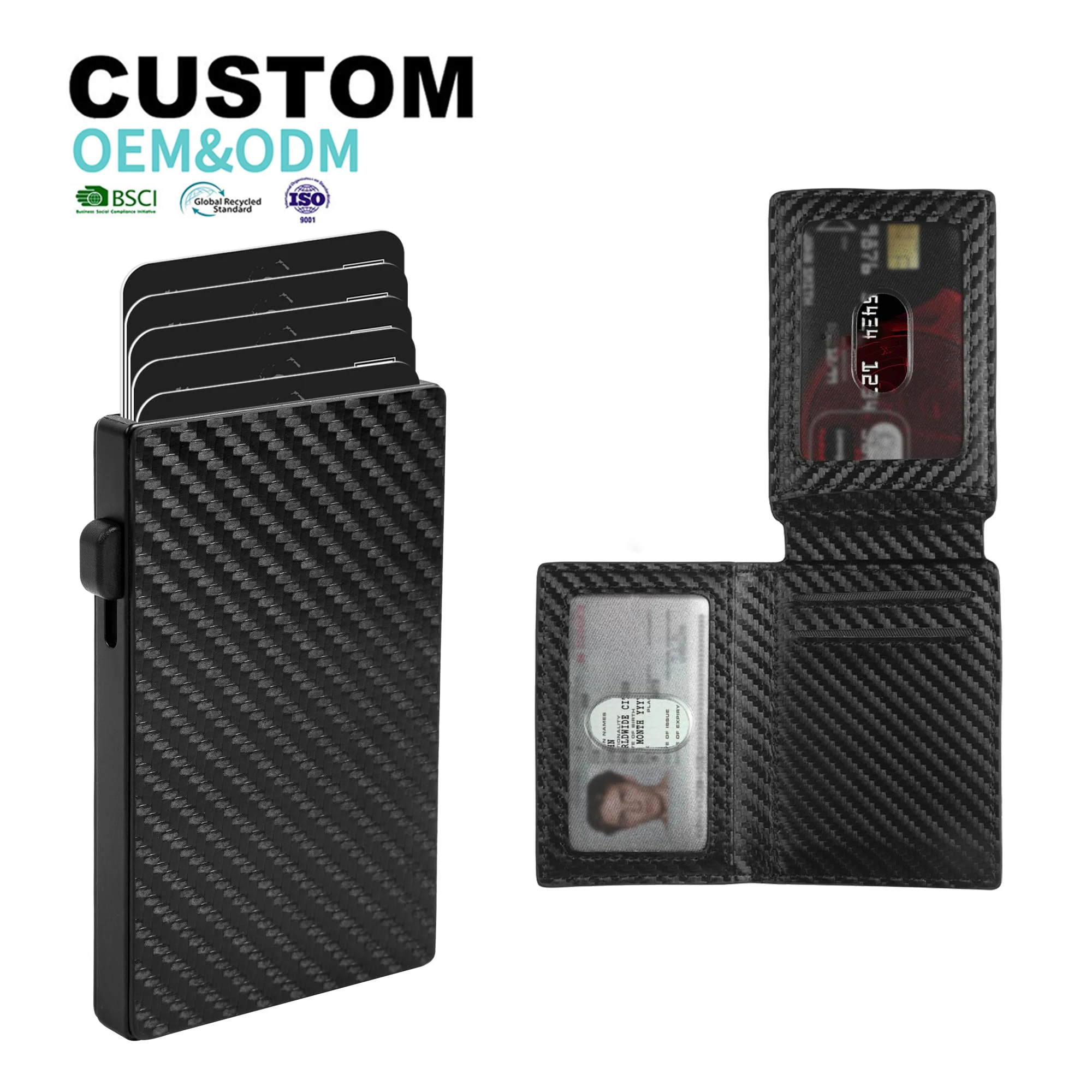 Factory Hot Sale Aluminum Metal Card Case With 2 ID Window Slot RFID Blocking Business Pop Up Credit Card Holder Wallet