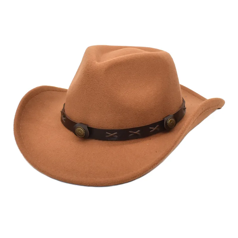 High Quality Handmade Wide Brim Cowboy Hat Men Wool Cowboy Hat Unisex Jazz Hat