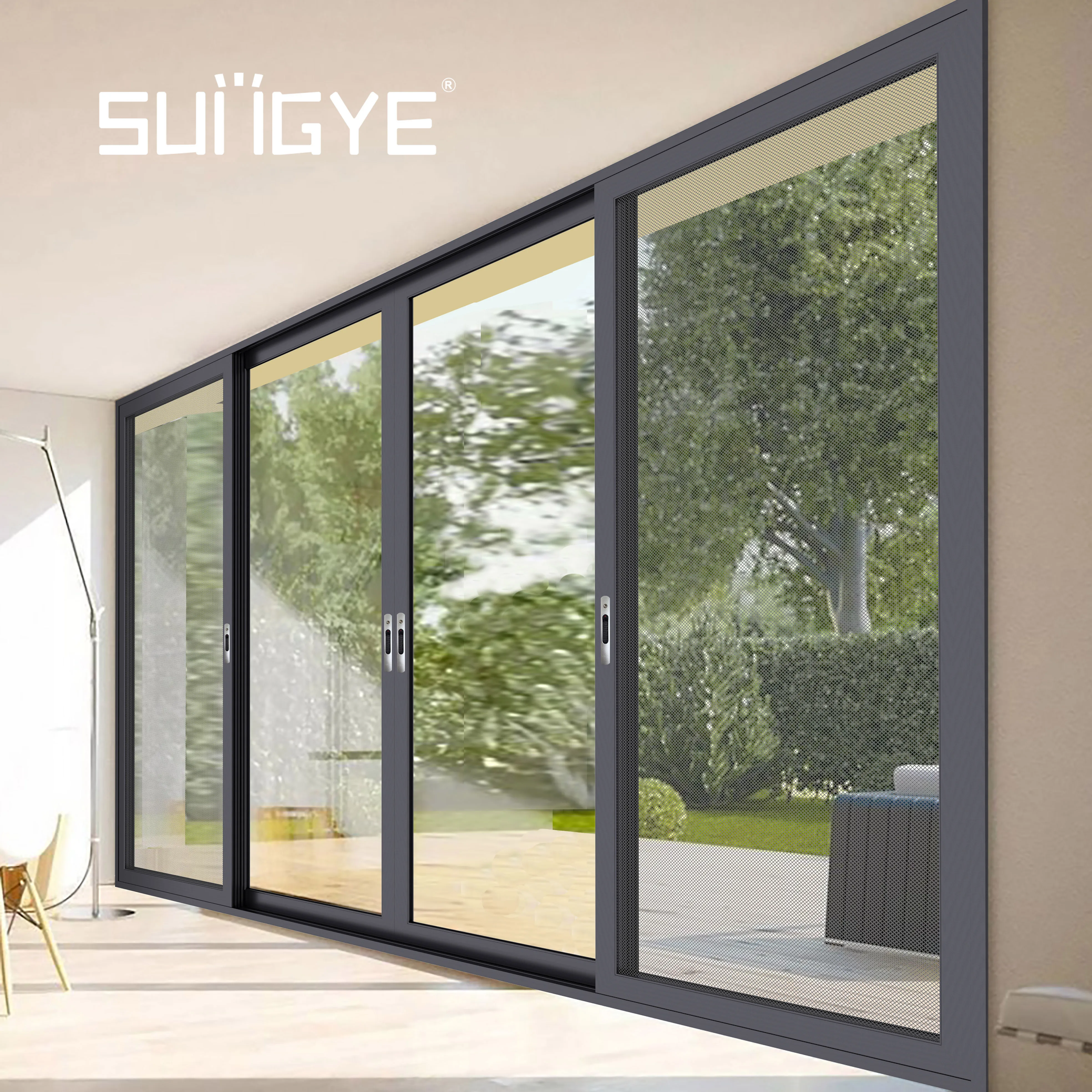 Exterior sliding glass doors aluminum white closing large stacking interior glass windows and doors