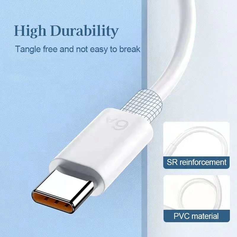 New Arrival 1M Type C Cable Fast Charging 6A USB Charging Cable Type C For For Android