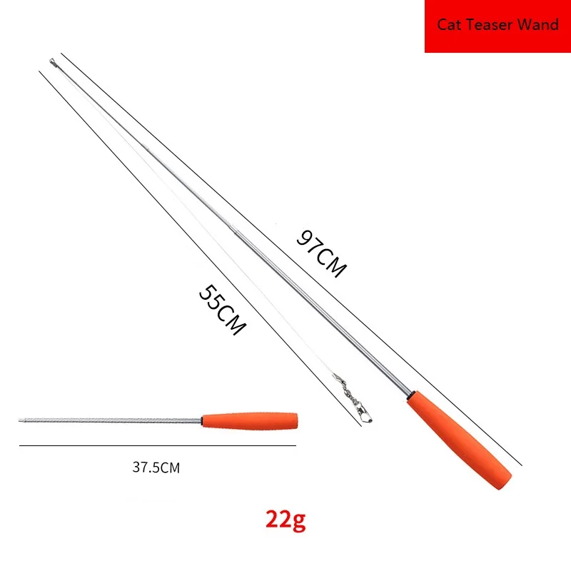 Factory Sale Cat Teaser wand toys three sections retractable teasing sticker interactive Toy