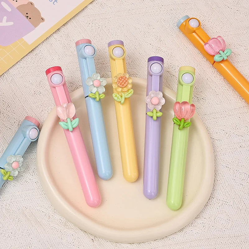 High-value stress relief fluorescent pen flower rotating fun cartoon color pen student marker pen
