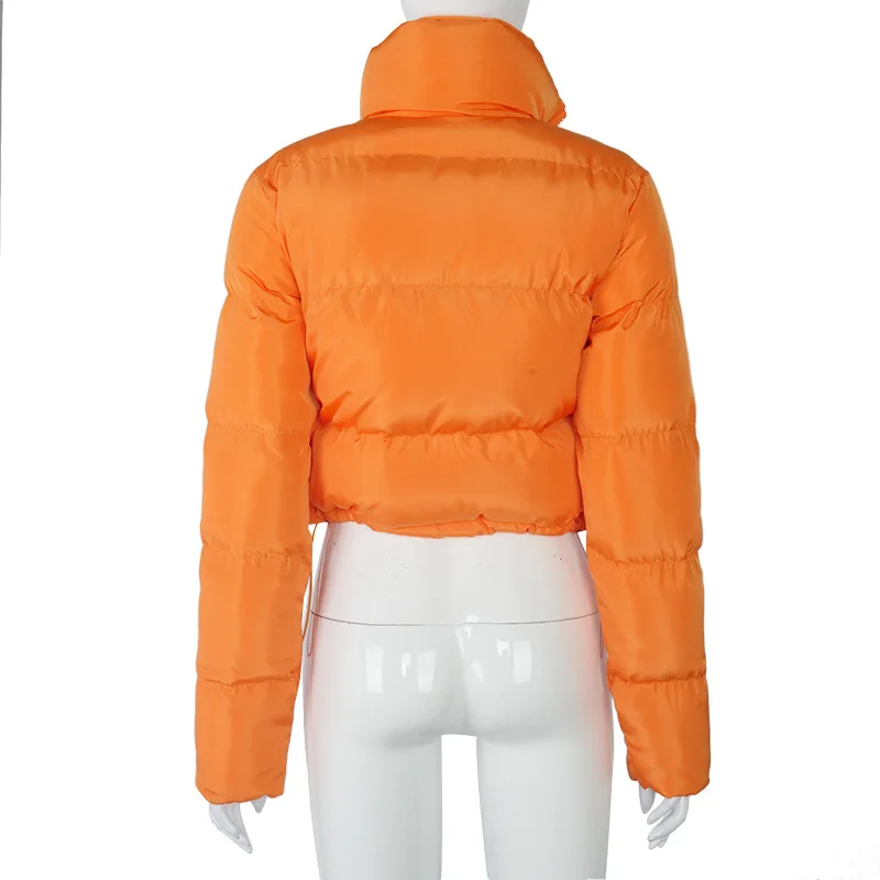 Popular Cropped Jacket Down Parkas 2022 Fashion Winter Clothes Women Warm Bubble Coats Orange Black Outwear
