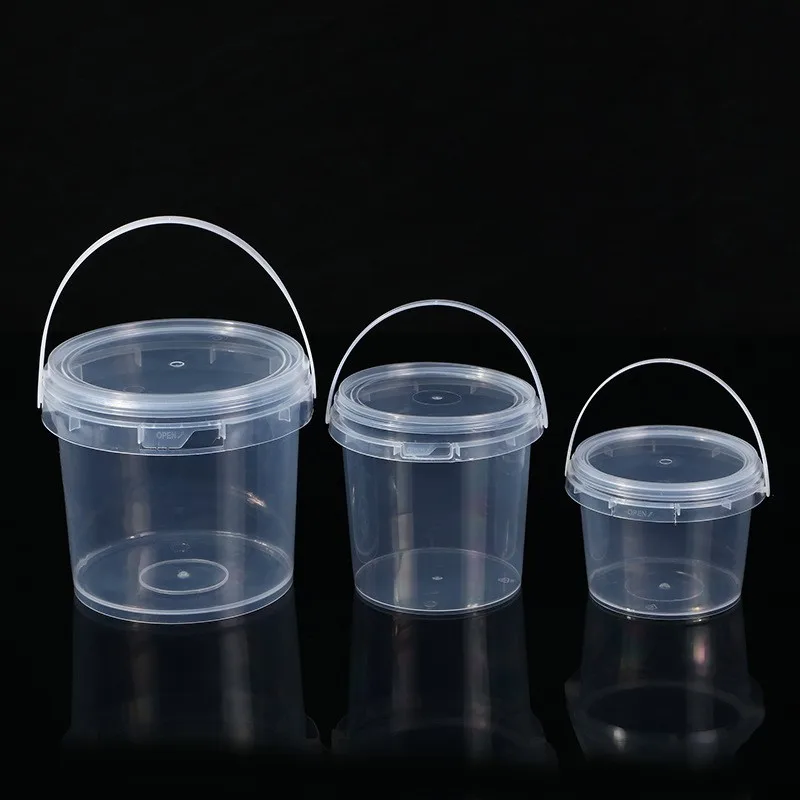 160ml -5000ml  Clear White Transparent Food Grade Fruit PP Plastic Round Bucket Food Snacks Candy Popcorn Cookie barrels With li