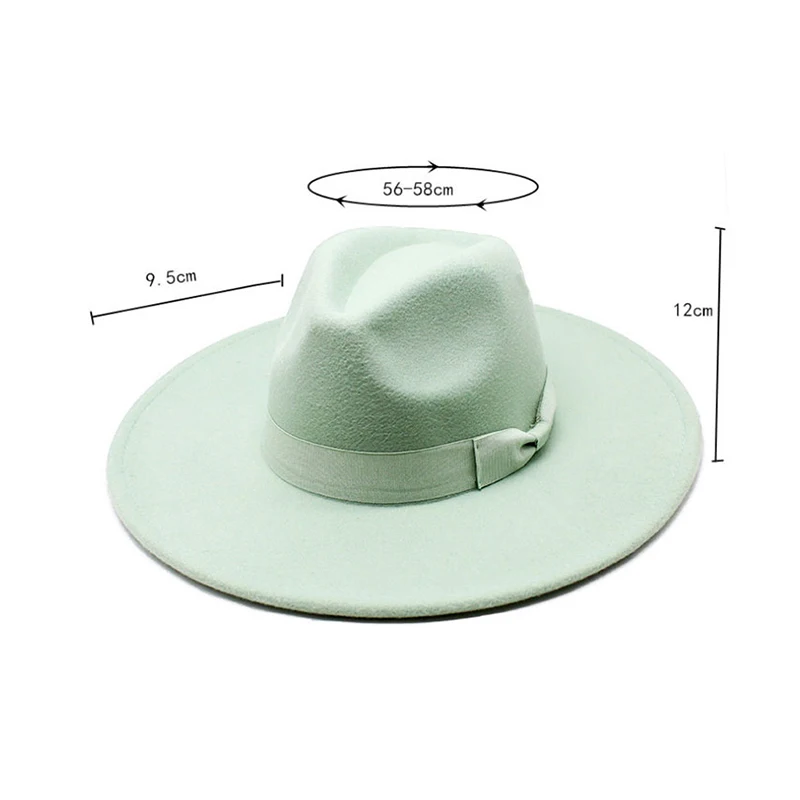 Hot sale big wide brim hats  women fedora hats High quality wool  ladies couple fedora hats with ribbon