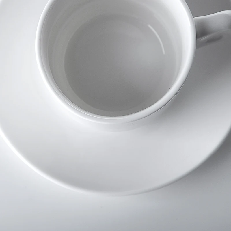 
High Temperature Restaurant Cafe Bar Porcelain Coffee Cup Factory, Tea Cup Sets, White Cups And Saucer Ceramic 