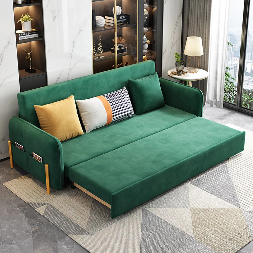Modern Style Sectional Sofa Bed With Storage Living Room Furniture Velvet Fabric With Storage Sofa Bed