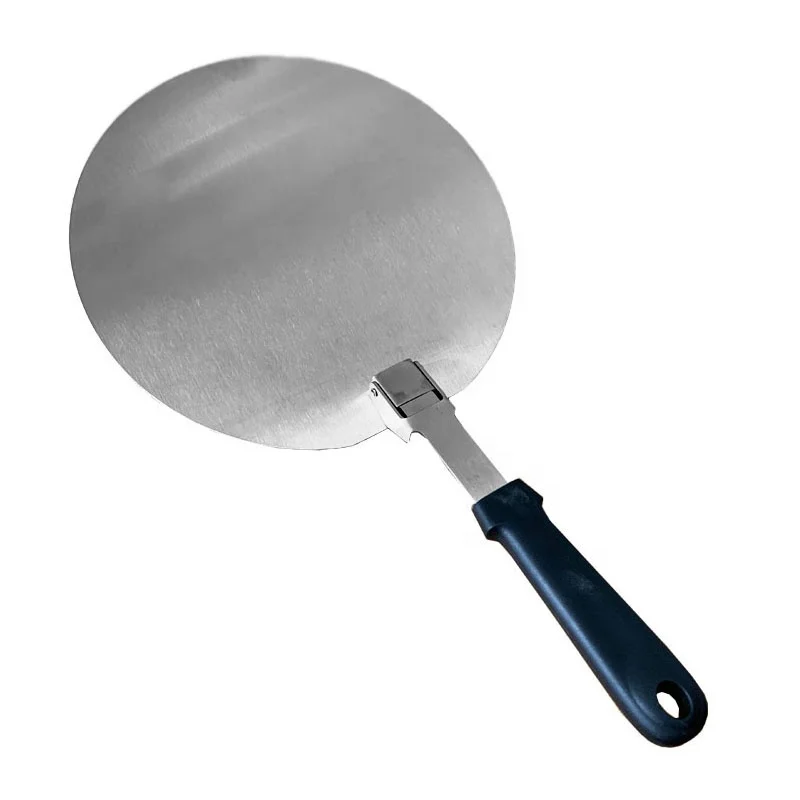 Folding Kitchen pizza peel stainless steel pizza shovel foldable round pizza cake shovel PP handle