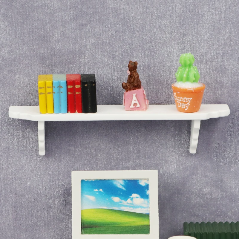 1:12 doll house dollhouse mini furniture kitchen bedroom white shelf hanging rack