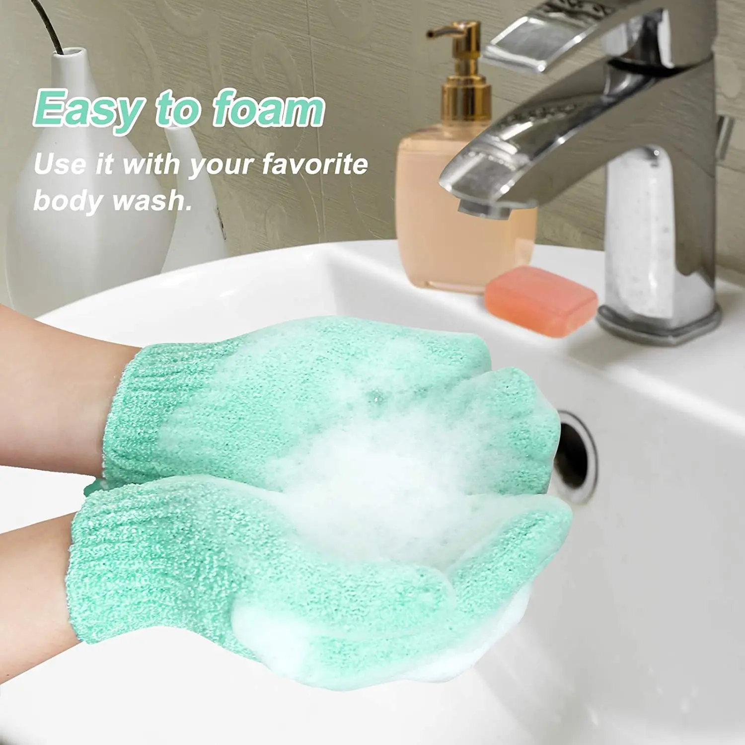 Custom Five Fingers Mitt Massage Dead Skin Remover Body Exfoliator Gloves Body Scrubber Shower Exfoliating Bath Gloves