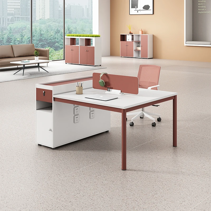 Modern design high quality standard size double side office furniture table 2 person staff workstation office working desk