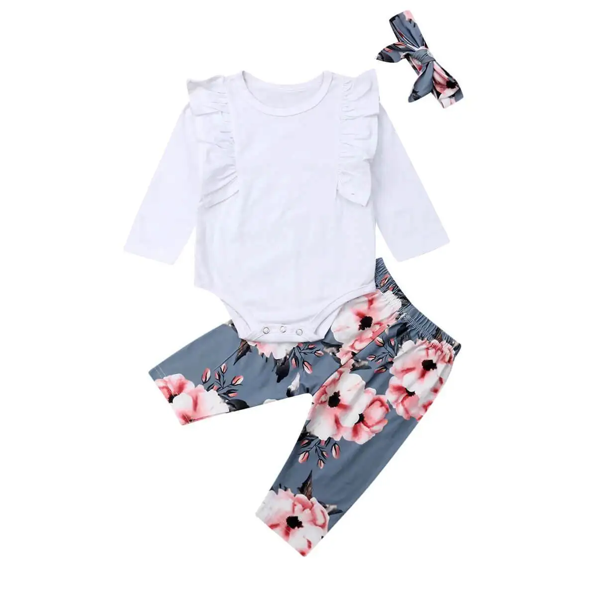Custom Designers Beautiful 2-piece 100% Organic Cotton Floral Sweatshirt Baby Clothing Sets