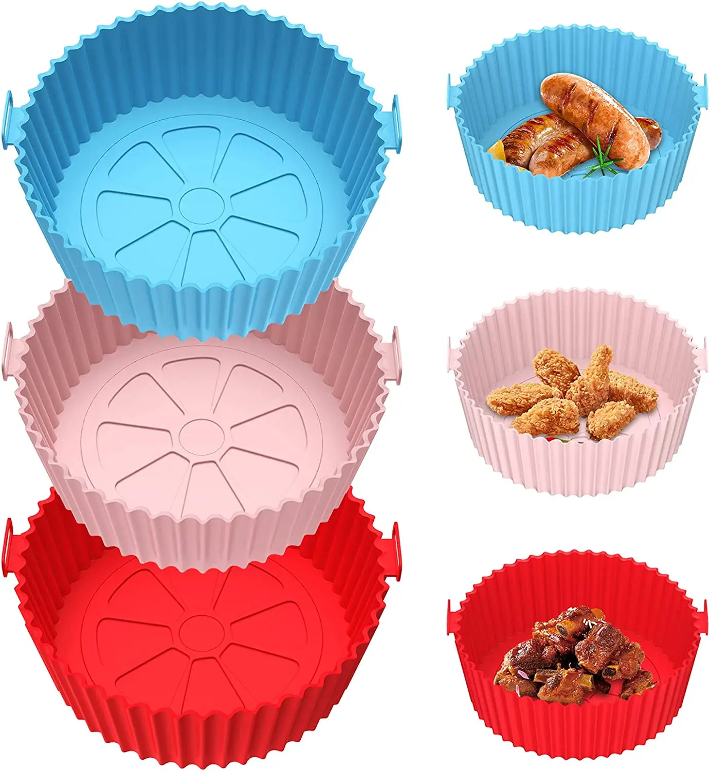 BHD Hot Selling Reusable 8 Inch Nonstick Round Silicone Air Fryer Liners Heat Resistant Easy Cleaning Air Fryer Silicone Pot