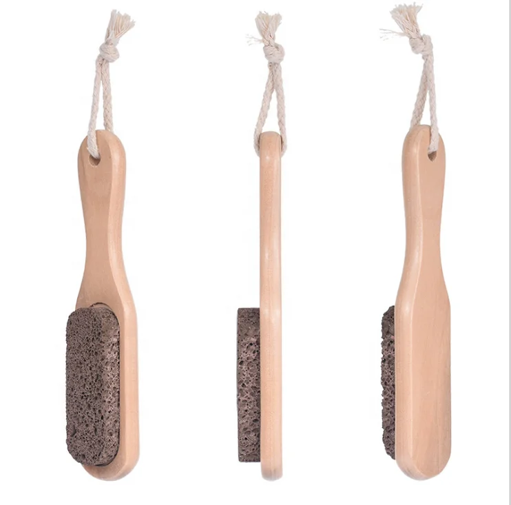 Natural Bristle Foot Nail Shower Brush With Pumice Stone