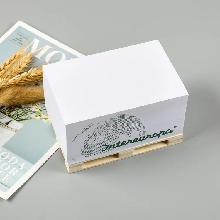 Custom Logo sticky note memo pad Paper Cube Promotional Block with wooden pallet