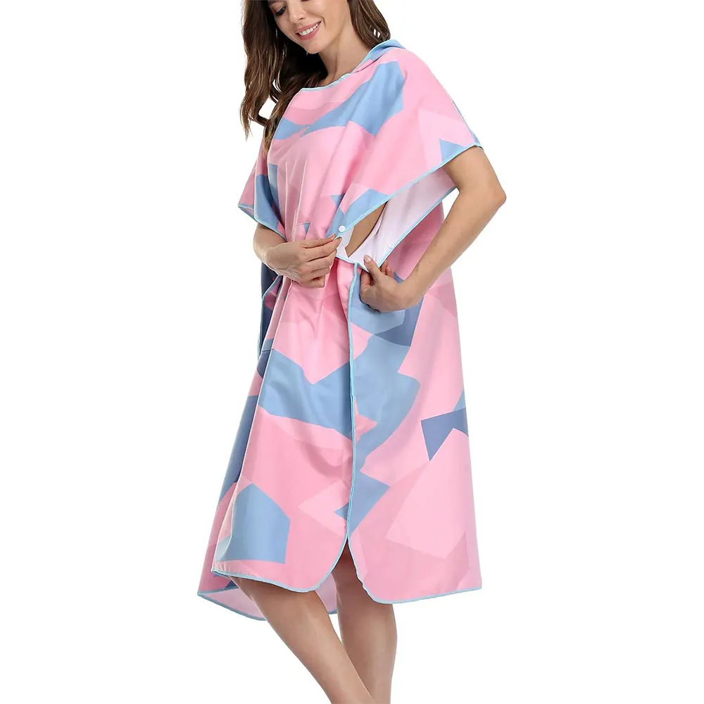 Wholesale Cheap Bulk Custom Printed Microfiber Surf Hooded Poncho Beach Towel for Adults