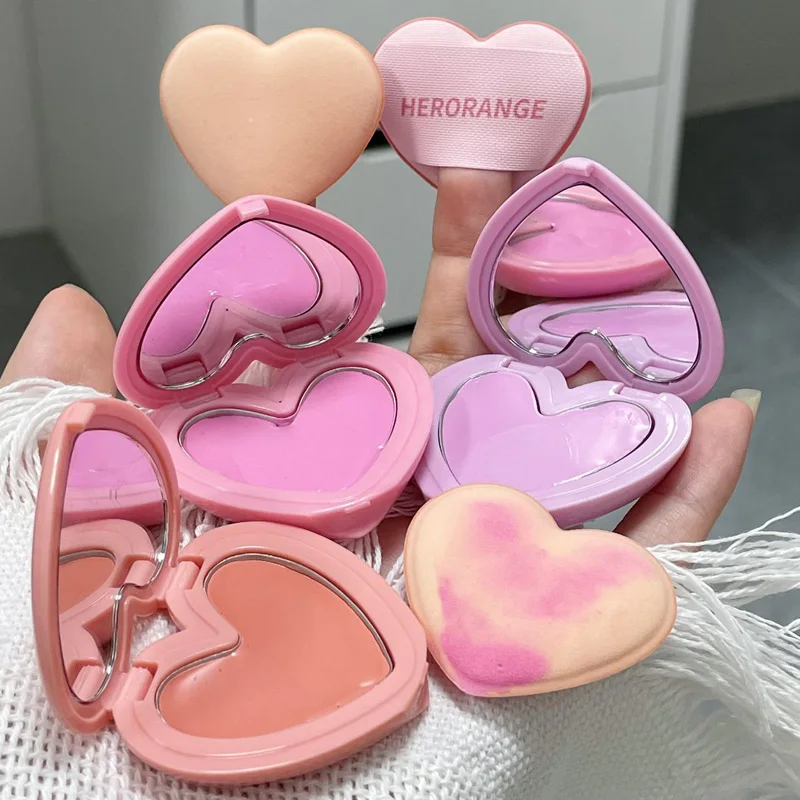 HERORANGE Natural Color Rendering Delicate and Girlish Low Saturation Matte Love Monochrome Powder Blusher Cream