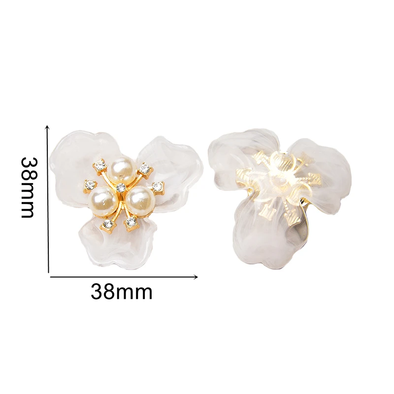 Pearl Flower-Shape Rhinestone Buttons Alloy Accessories Sparkling Crystal Decorative Applique For Diy Craft Jewelry Making