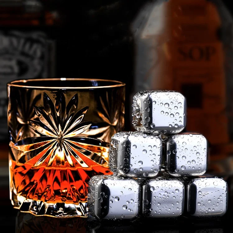 Artificial Round Square Stone Stainless Steel Ice Cubes For Coffee