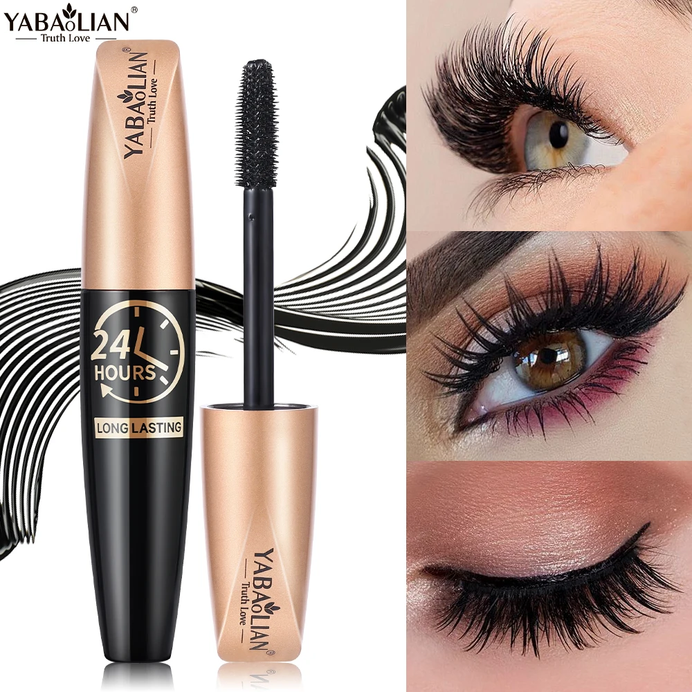 4D Silk Fiber Lash Mascara Waterproof Long Lasting Mascara Black Volume and Length Natural Exquisitely Full Lengthening Mascara