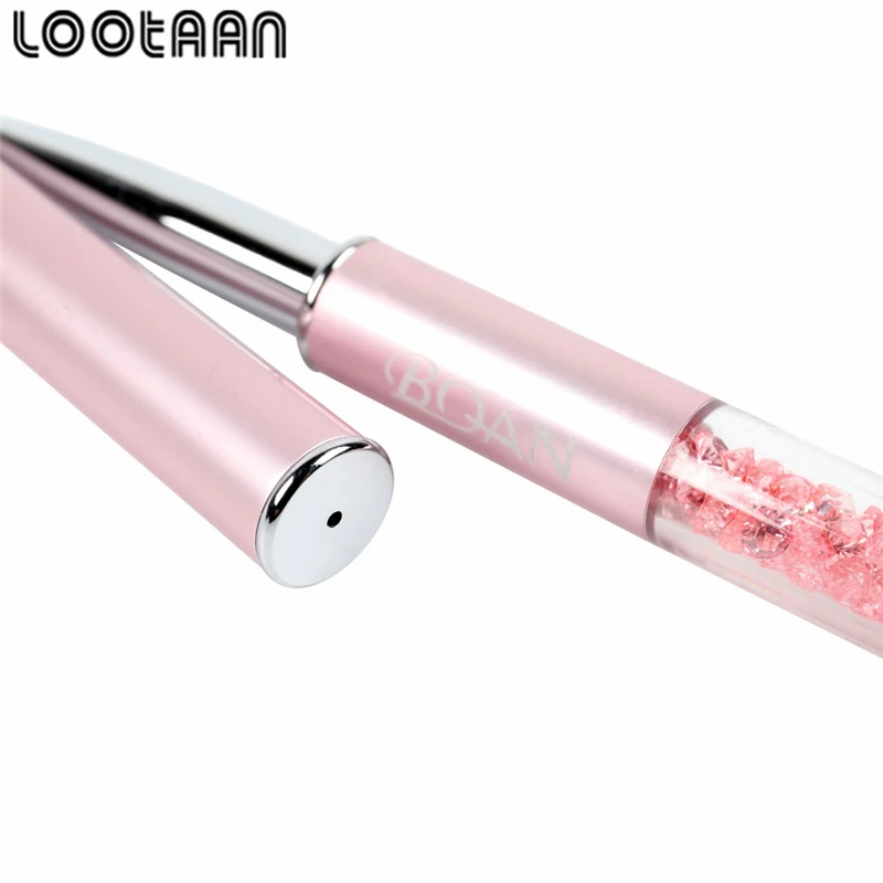 Wholesale LOGO Custom OEM Nail Kolinsky Brush Nylon 5/7/9/11mm Metal Rhinestone Crystal Nail Liners Painting Art Liner Brushes