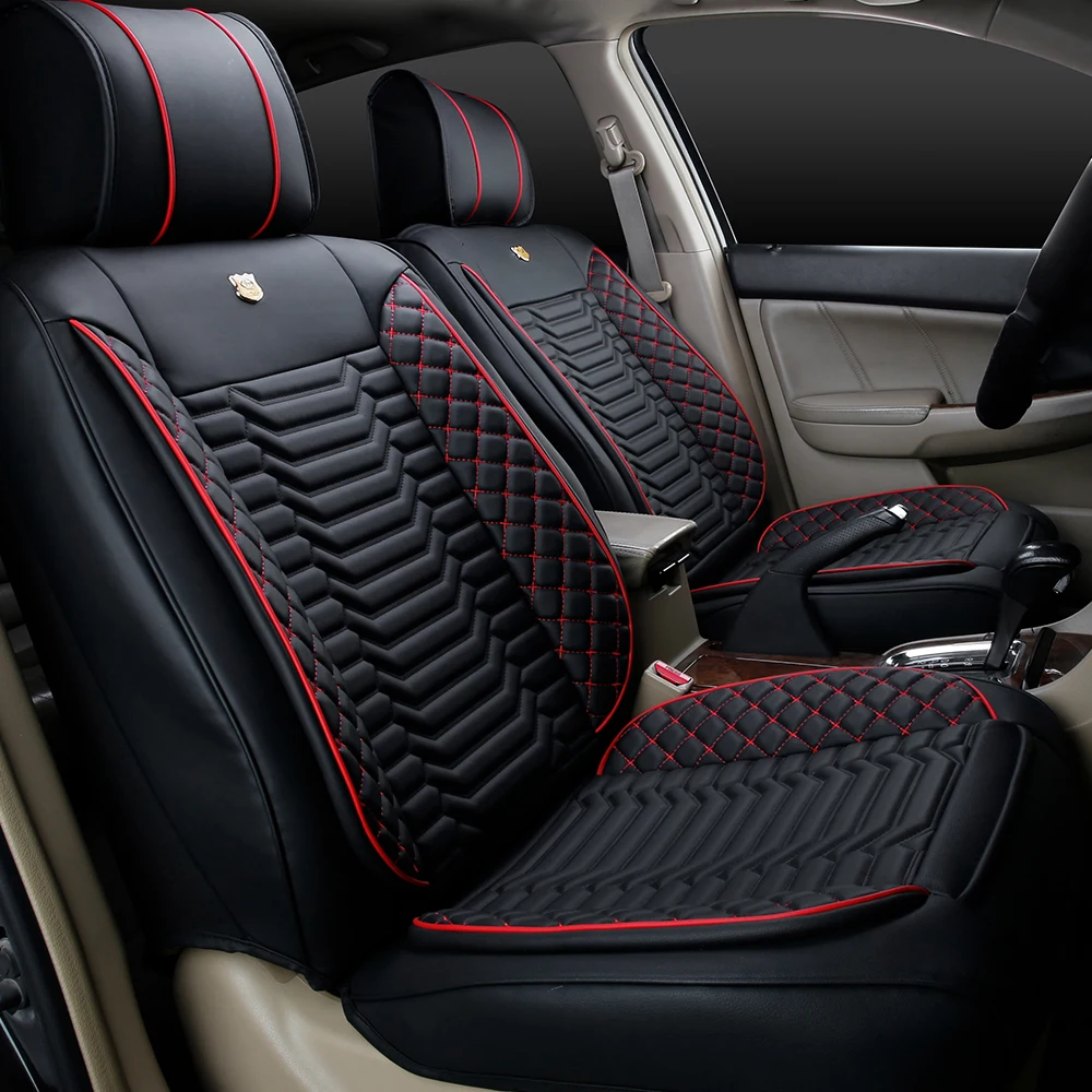 New Arrival Luxury Seat Protector PU Leather Car Seat Cover Set Universal Car Seat Covers Airbag