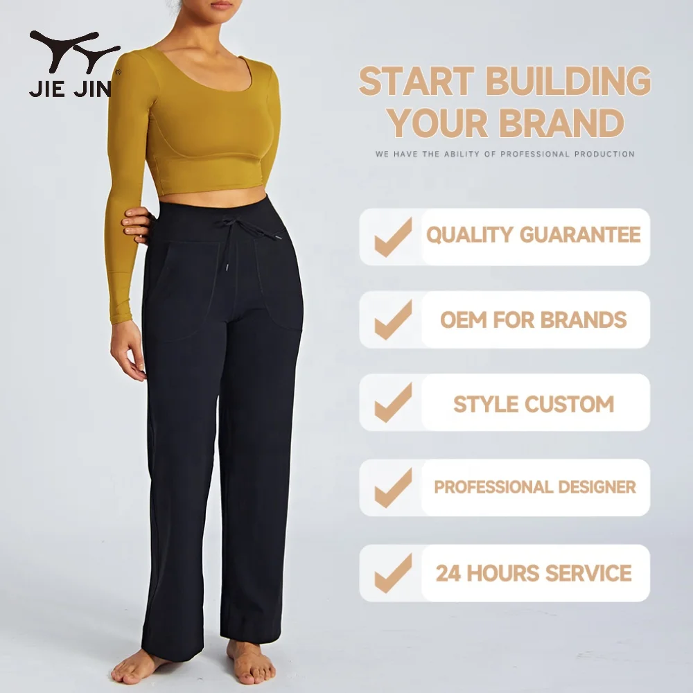 JIEJIN Designer Apparel Yoga Wear Outfits Sports Workout Cross Back Long Sleeve Crop Top Women Gym T Shirt