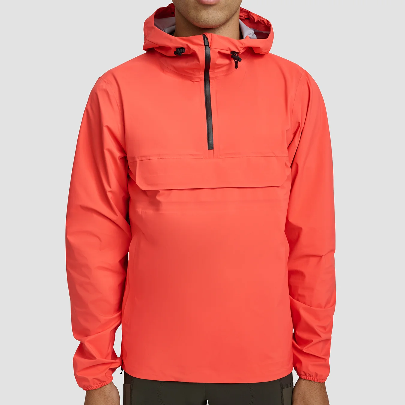 OEM Custom Logo Color Regular Fit Pullover 1/4 Zip Hoodie Lightweight Waterproof 100% Polyamide Outdoor Jacket for Men